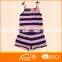 Child Girl Stripes With Bowknot Shorts Jumpsuit Outfit Wear