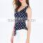 2015 Newest Style Dot Print Blouse Sleeveless Knot Front Chiffon Blouse