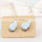 2017 New Fashion Charm Women's Stud Earrings Jewelry Trendy Long Rhinestone Angel Wings Feather ceramics Earrings with Stone