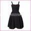 single color strap off-shoulder belted back bowknot evening dress