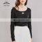 2017 Fashion Designs High Quality Soft Touch Stretch Cotton Long Sleeve Slim Fit Custom Women T Shirt