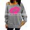 New Wholesale Women Lips Print Pullover One Shoulder Jumper Sweater Hoodie Sweatshirt Tops