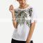 wholesale White Bamboo fancy Printed Rolled-up T-shirt