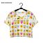 wholesale top sell emoji design short length t-shirt for women