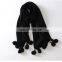 2016 Wholesale New Design Winter Plain Rabbit Fur Ball Wool Spinning Scarf