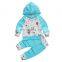 Baby Girl Hoodies with Pocket Top Striped Long Pants 2pcs Flower Print Outfit
