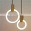 Nordic Indoor Lighting Modern Acrylic Round Ring LED Metal Light Pendant Lamp