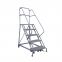 Supermarket warehouse tally and pick-up ladder storage skid proof movable platform with caster climbing ladder