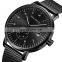 MINI FOCUS 0303G Fashion Mens Watches Brand Luxury Quartz Wristwatch Waterproof Black Stainless Steel Mesh Belt Watches