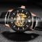 OCHSTIN 62002C leather wrist watch male skeleton luxury brand wristwatches daydate watch mechanical