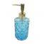 New Design Wholesale Home Decorative Bathroom Normal Size Spray Blue Glass Jars And Bottles 350ML Jar With Gold Pump Lid