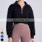 Custom Fitness Top Casual Loose Running Sweatshirts Stand Collar Yoga Coat Long Sleeve Half Zipper Fleece Sports Sweatshirt