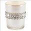 Black & White Glass Candle Holders with Diamonds Trim Glass Cup For Wedding Votive Candle Holder