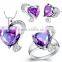 Europe and America Style Amethyst Zirconia Heart Jewelry Set