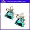 Fashion Zircon Two Green Stones Drop Earring Teardrop Emerald Earring