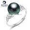 black tahitian pearl with 18k white gold pearl rings