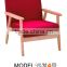 Living room wood soft cushion chair sofa with wooden arms