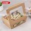 Kraft paper take out lunch boxes with PET clear window