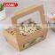 Plastic window kraft take out disposable sushi box with PET window