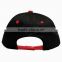 wholesale custom promotional blank plain black 3d embroidery 6 panel snapback cap/hat with flat bill