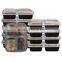 3 Compartment Bento Box / Durable Plastic lunch box food container BPA-Free,Air tight, Meal Prep and Portion Control