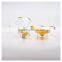 70ml Wholesale Round Drinking Chinese Art Gold Clear Glass Tea Cup Set Crystal Dessert Plate
