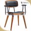 Commercial furniture steel frame bistro chair solid plywood seat and back wood legs bistro chair