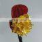 Custom plain yellow flower red small formal hat with hair attached