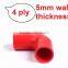 3'' 76mm high temperature reinforced automotive Red elbow 90 degree silicone hose