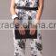 Pretty Steps 2016 Summer Fashion Ladies' elegant floral print long jumpsuits pants plus size V neck short sleeve casual slim p