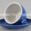 65cc To 450cc Blue Color Glazed High Quality Ceramic Espresso Cappuccino China Cup Saucer