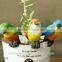 Set of 3 resin bird figurines animal flower pot hanger