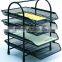 4 Tiers Smoked Pull Metal Mesh Desktop File Organizers,Paper Tray