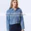 New Fashion Clothing Manufacturer Long Sleeve Blue Denim Jacket For Lady