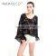 Lotus leaf sleeves design patterns back neck for fat ladies big sleeve blouse