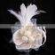 Feather Flower Fabric Hair Clip/ Brooches,Supply Multi color exporting feather fabric flower corsage brooch 5 colors available