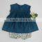 Wholesale 2 Pieces Handmade Baby Outfit Short Sleeve Loose Dress And Gingham Short