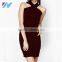 YIHAO New Fashion Short Solid Bodycon Cooktail Party Dress Red Sexy Ladies Bandage Dress