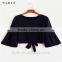 Fashionable Ladies Tops Latest Design Ruffle Flounced Sleeves Casual Blouse for Women