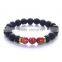 Handmade Black Lava Rock Beads Charm Elastic Bracelet