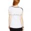 women short sleeve slim black and white piped tee top blouse