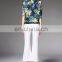 Latest fashion floral printed silk chiffon fabric plus size women shirt