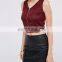 Women Plain Crop tops Wholesale Raglan Long sleeve Casual Crop tops