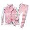 Women Plain Loose Zipper Sweatshirt Two Pieces Sets Drawstring Jogger Causal Color Matching Hoodie Set