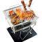 Portable folding and hanging charcoal grill for outdoor camping