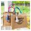 Cheap Promotional Natural Color Laminated Reusable eco Shopping jute Bag tote bags with custom printed logo