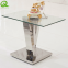 Stainless steel glass side table modern home office furniture metal base glass side tables