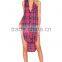 2016 Laides Sleeveless Long Plaid Tank Top