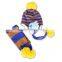 Fashion Korean Baby Kids Boys Girls Stripe Knitted Earflap Winter Hat Scarf Set