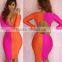 2014 backless deep V open spandex bodycon dress